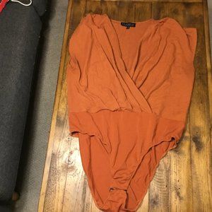 Eloquii faux wrap bodysuit 16 pumpkin orange